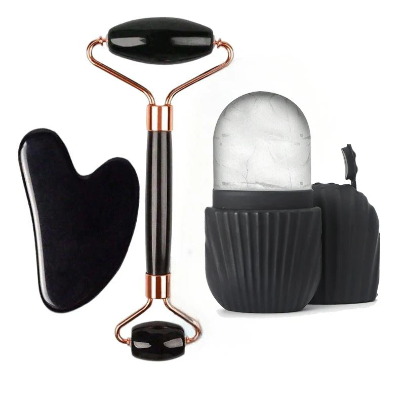 Set Rodillo Facial Frío + Gua Sha